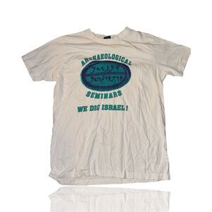 Vintage 1990s TMAX "We Dig Israel" Graphic Tee White Medium Unisex
